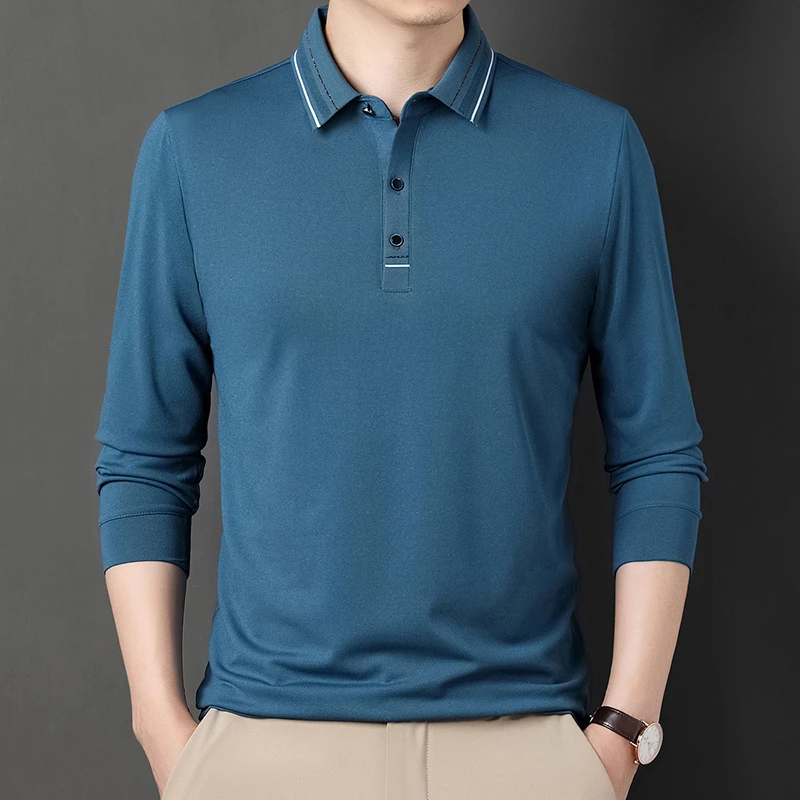 【A编码】新品百搭商务休闲男士长袖翻领polo