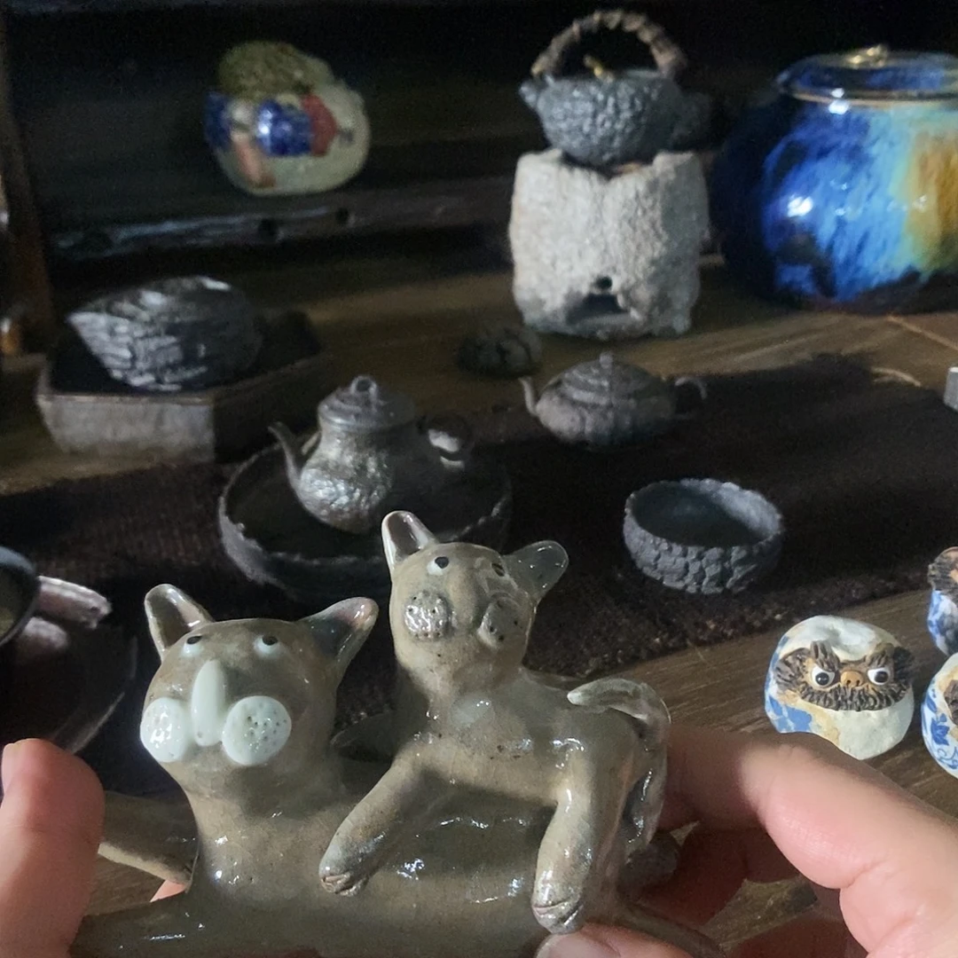 山***猫手工制作柴烧茶具