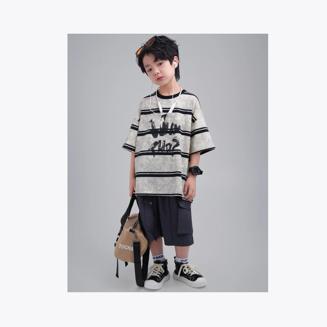 【年中清货】时尚条纹T恤儿童韩版男女童时尚中大童短袖T恤YG6775