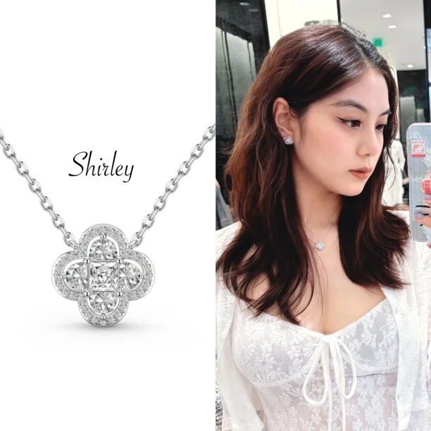 坠链均925银 四叶草Buling系列锆石项链时尚满钻甜美（A07）