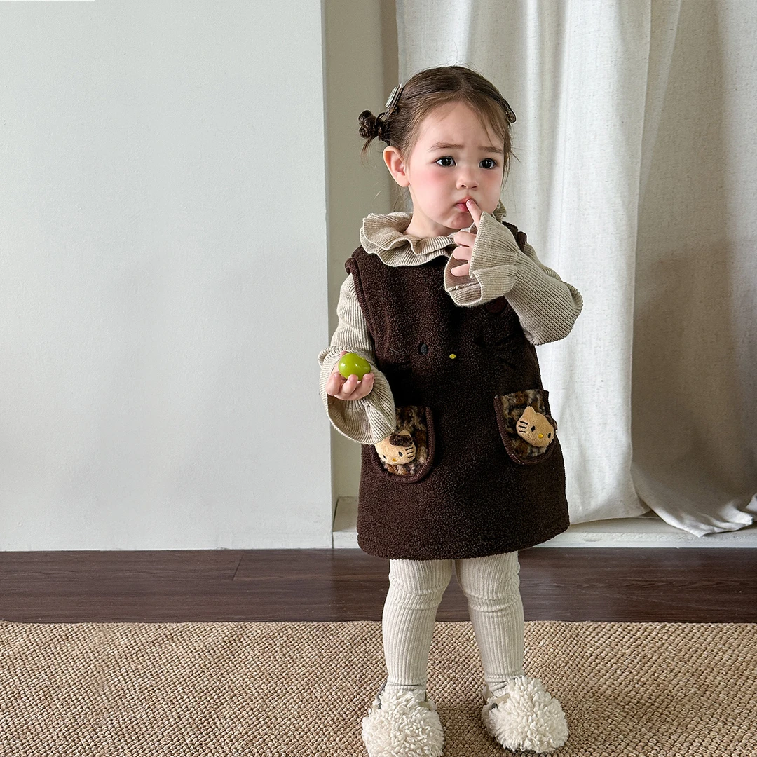 D5515儿童卡通冬季套装加绒宝宝女秋冬春季连衣裙公主裙子