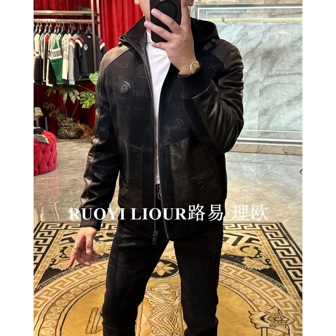 【路易理欧】2025欧货时尚潮流百搭连帽款山羊皮冬季夹克26665-5