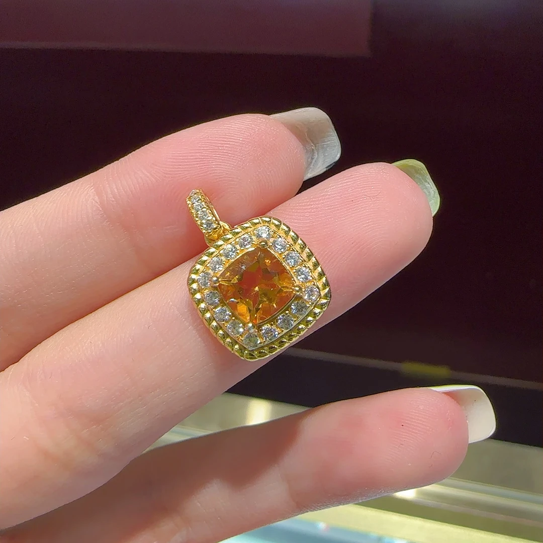 【298】天然黄水晶吊坠s925银（不赠链）