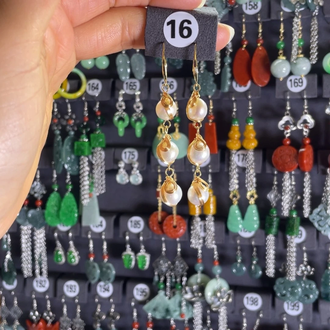 银S925镶嵌翡翠耳饰16