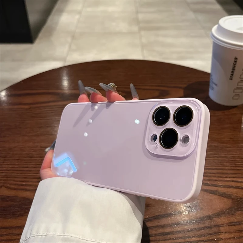 马克龙色系冰晶钢化玻璃适用苹果16promax手机壳iPhone15带镜头膜