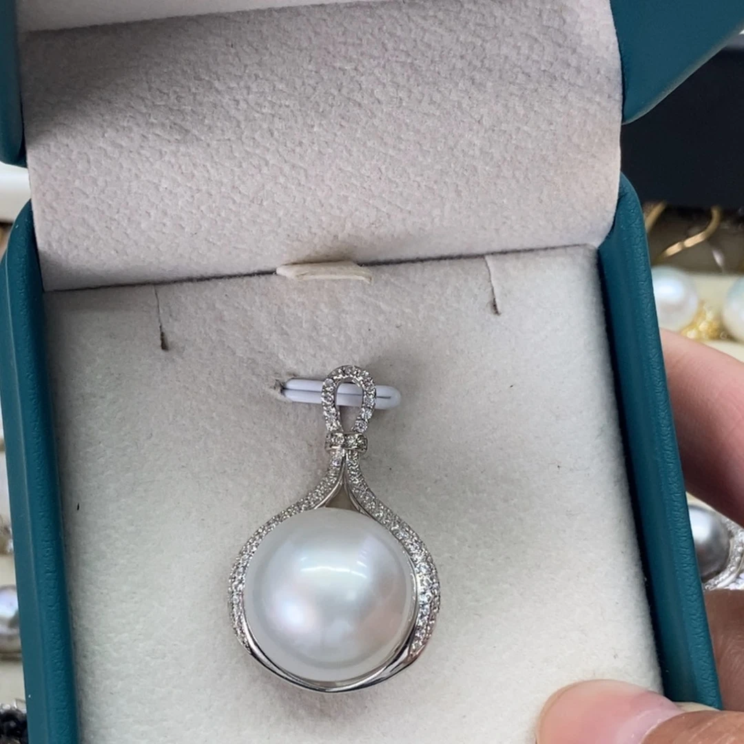 海水珍珠银S925镶嵌吊坠(不含链)