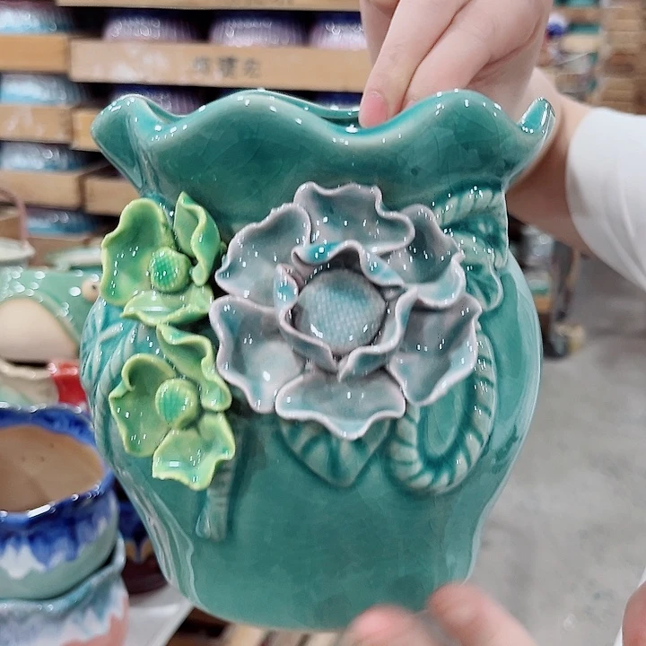 有孔.凑单10元陶瓷花盆发货！