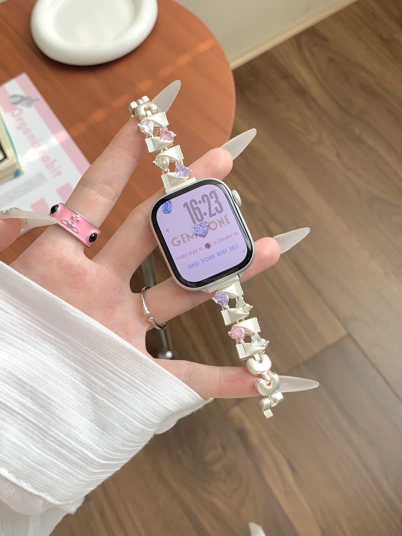 新款〔糖果锆石〕适用Apple watchS9/S10表带8苹果se2高级感ins风