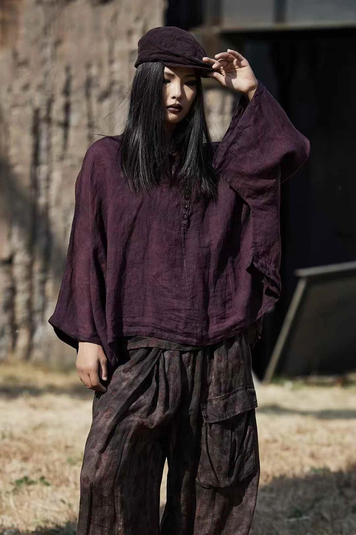 【大漂亮推荐】麻依者2025年新款休闲百搭复古时尚上衣#117