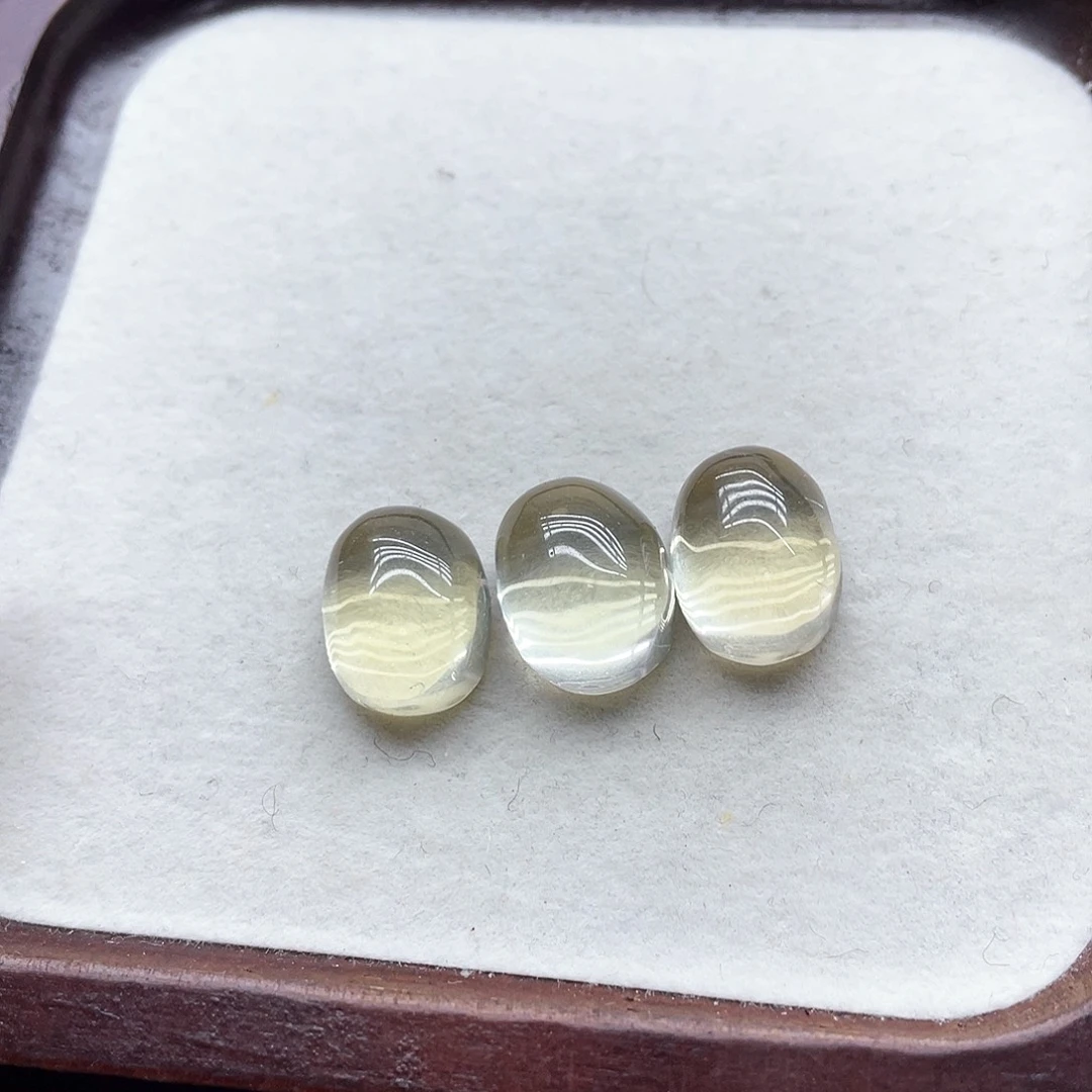 未镶嵌紫晶珠宝半成品11黄水蛋面三颗