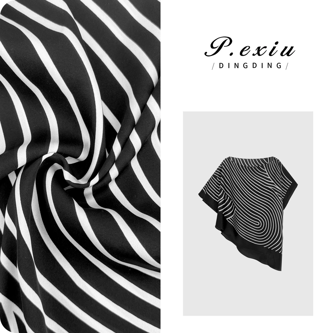 【小众调性】100-桑蚕丝-时髦秀场不规则条纹无袖斗篷M8869