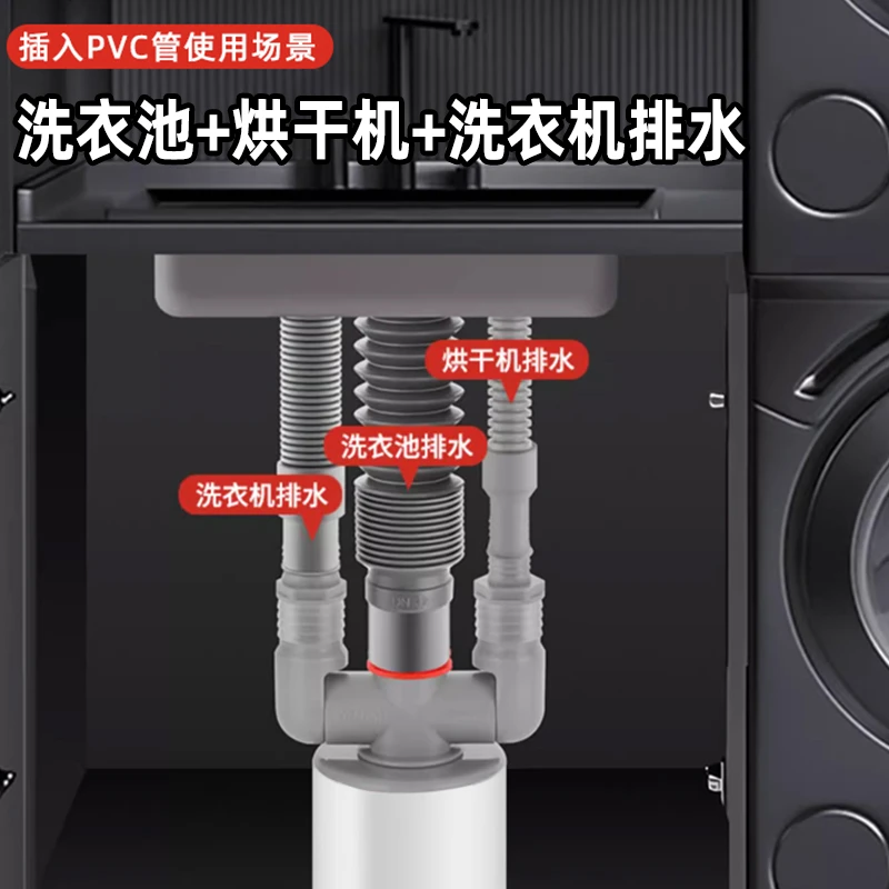 75pvc管专用阳台洗衣机烘干机下水管三通接头洗手池扫地机接头