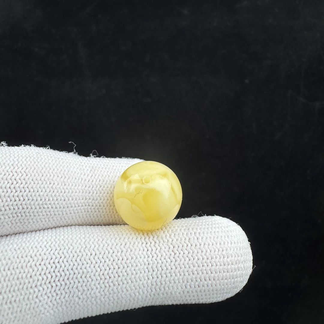 A1124天然蜜蜡圆珠15.4mm支持复检假一罚十