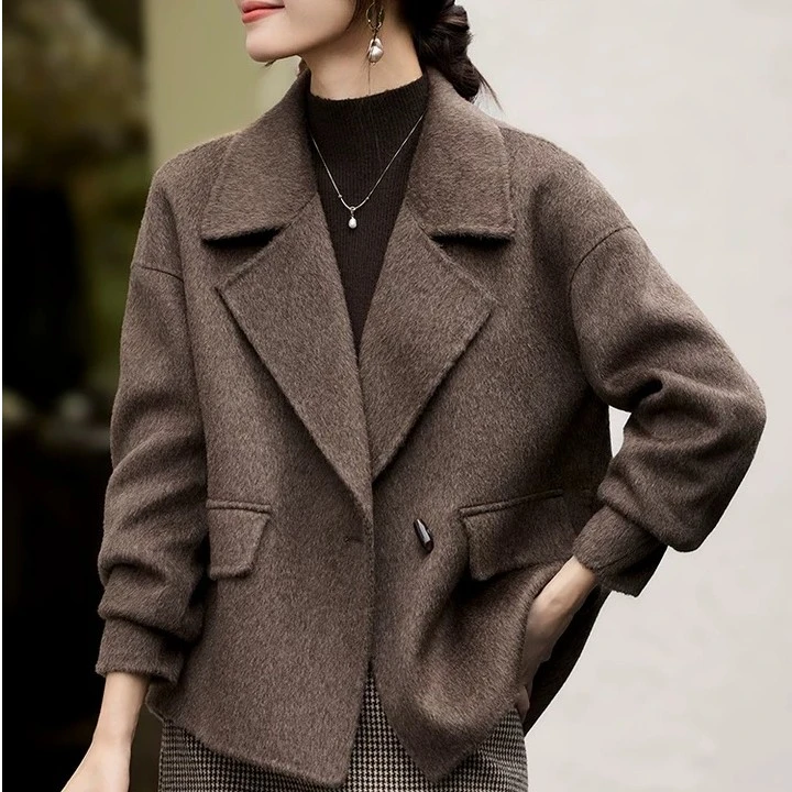 2025新款上新西装领双面绵羊毛大衣8865