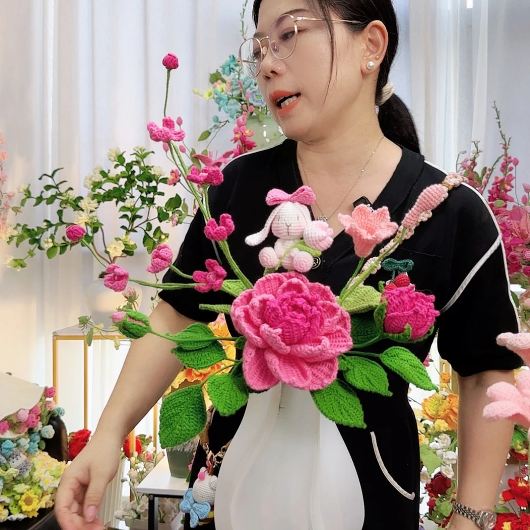 莱赛尔纤维棉手工钩织花束