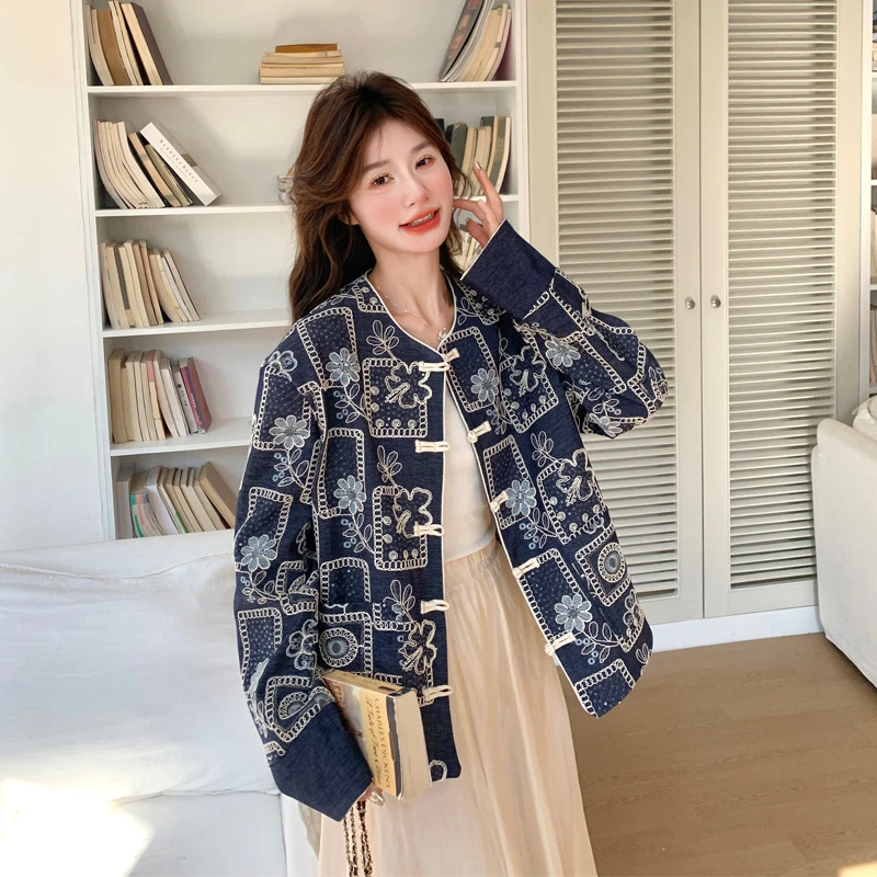 复古国潮外套女2025春秋新款别致独特设计感氛围感新中式盘扣开衫