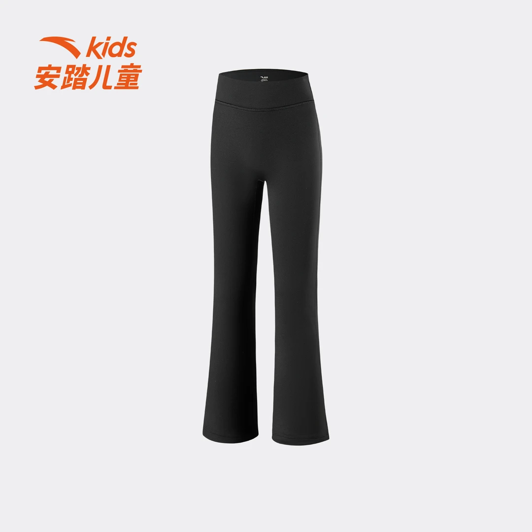 安踏儿童冬季新款女大童运动长裤纯色微喇裤百搭舒适柔软亲肤7728
