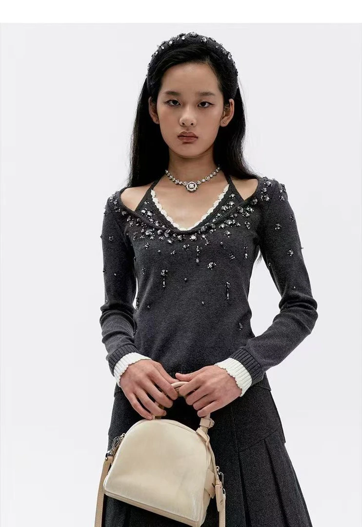 南油茜茜新款时尚高级感显瘦羊毛上衣打底外套2024秋冬