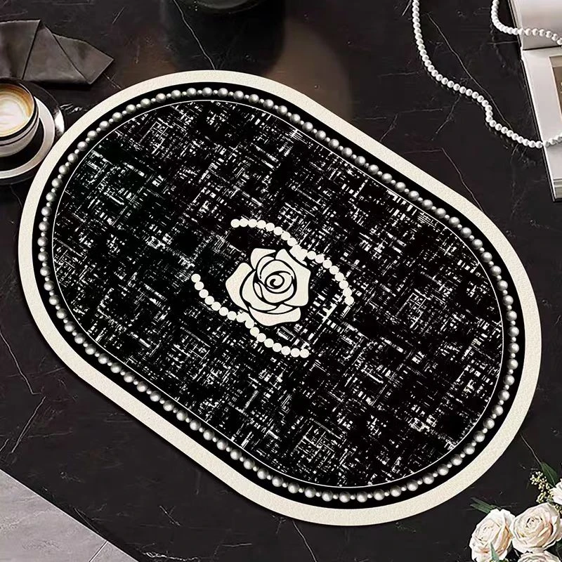 Miss House 小香风皮革黑白格玫瑰风餐垫轻奢简约防油家用餐垫