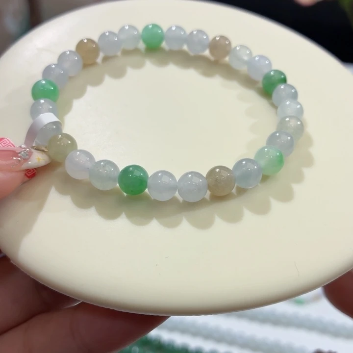 翡翠未镶嵌手链冰胶多宝卡6.8