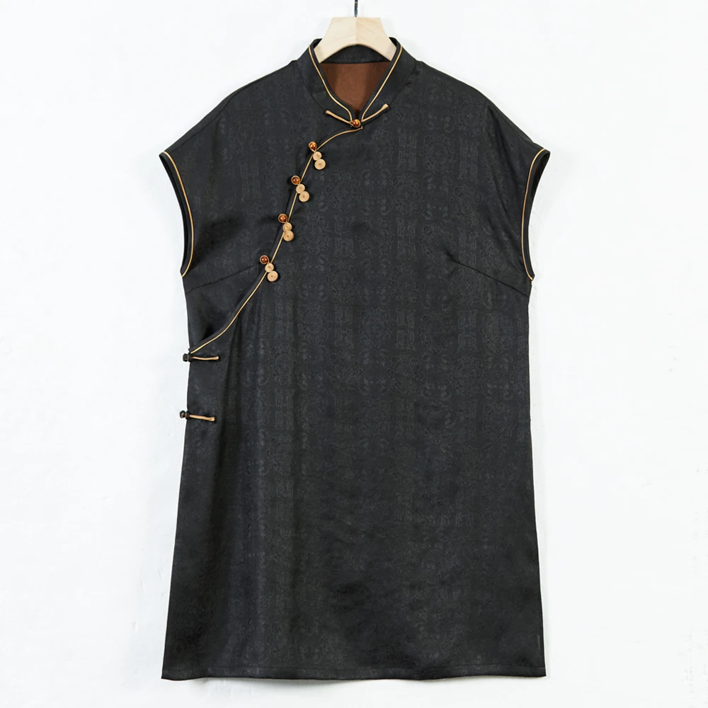 华族经典250538S桑蚕丝手工罗透气舒适葫芦扣百搭夏季中国风上衣