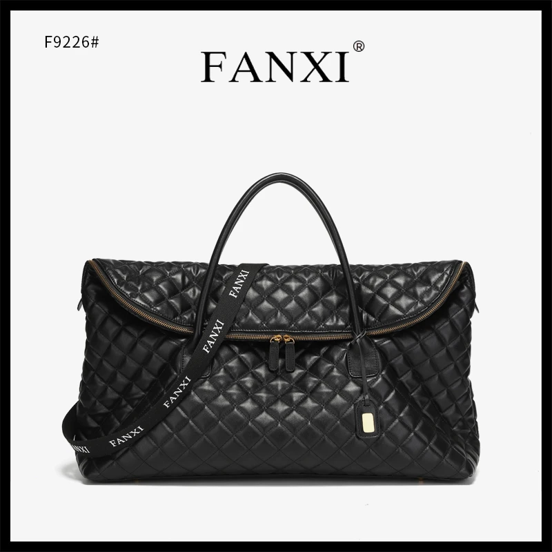 FANXI凡喜高级时尚百搭气质定制编织旅行包F9226黑色