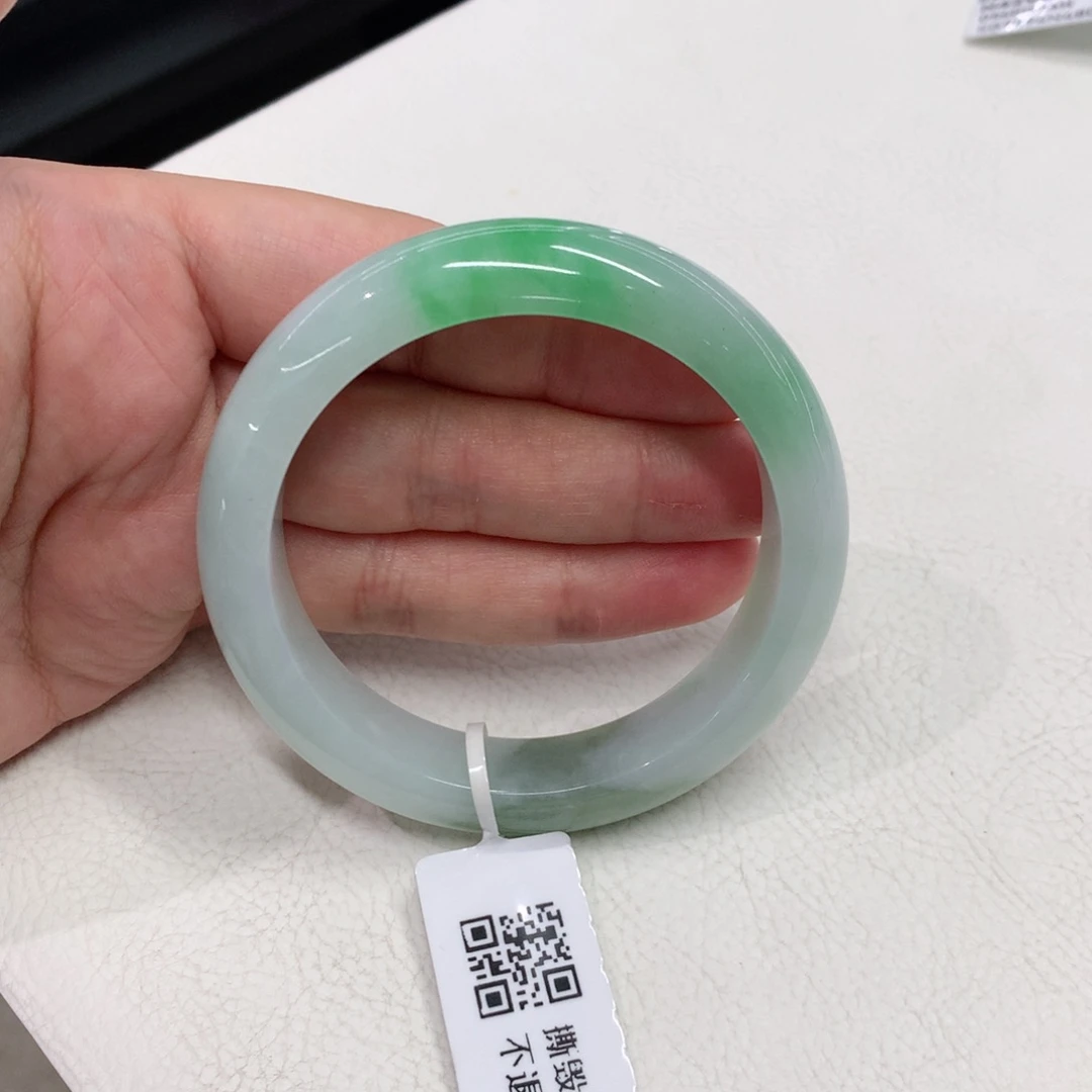 未镶嵌手镯翡翠53.6圈口带热正圈