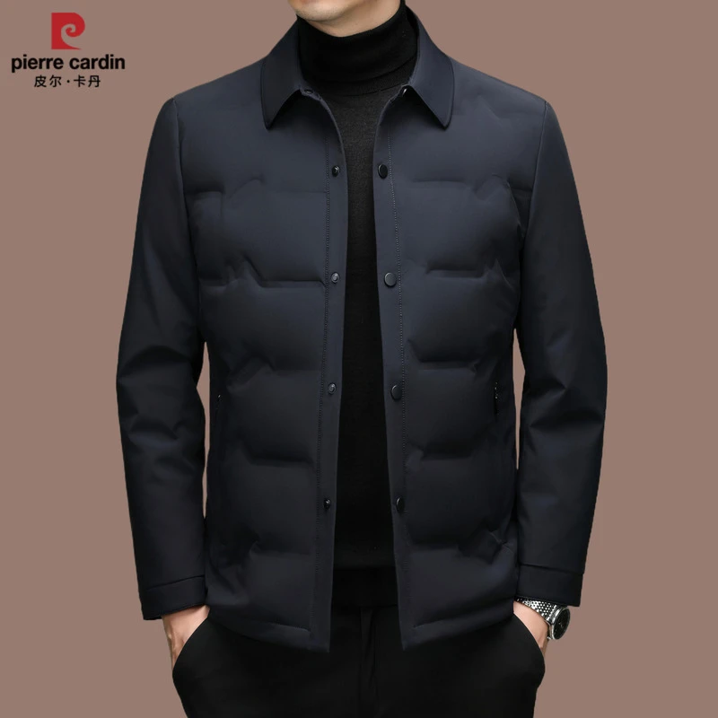 皮尔卡丹高端羽绒服男士商务休闲中年秋冬新款翻领白鸭绒保暖外套
