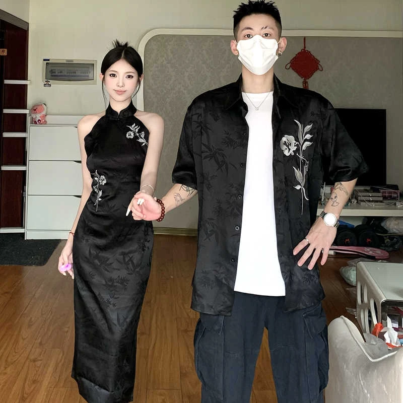 新中式改良国风复古旗袍2025夏季新款少女收腰显瘦挂脖连衣裙日常