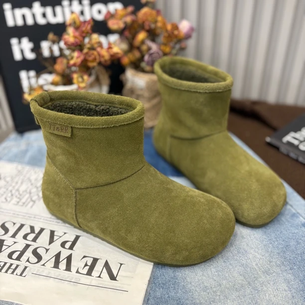 小雨家【韩版】高定平底加棉圆头时尚百搭棉靴新款2025加厚加绒