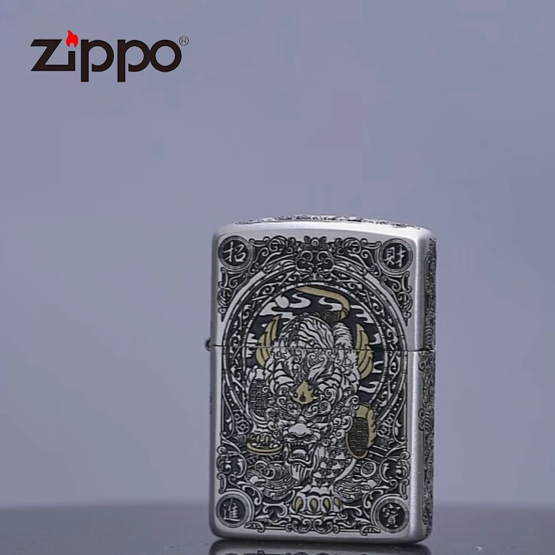 ZIPPO 打火机正品 162熏银镀金飞天貔貅DY9910DK 0096