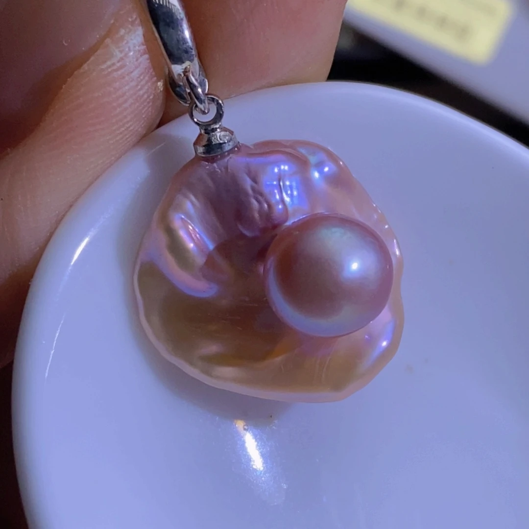 银S925镶嵌淡水珍珠微瑕