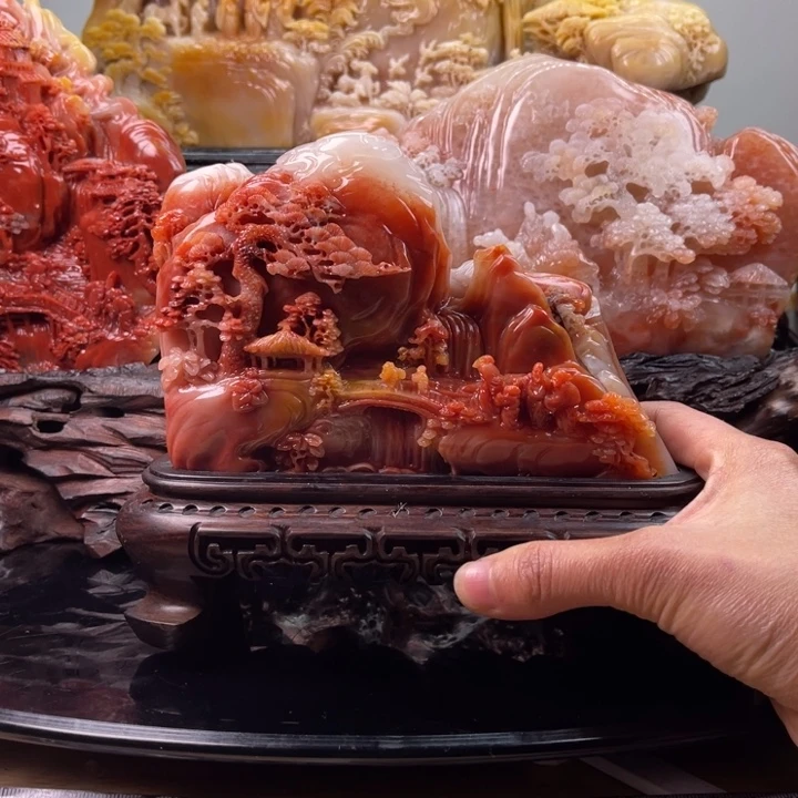 寿山石步步高升摆件