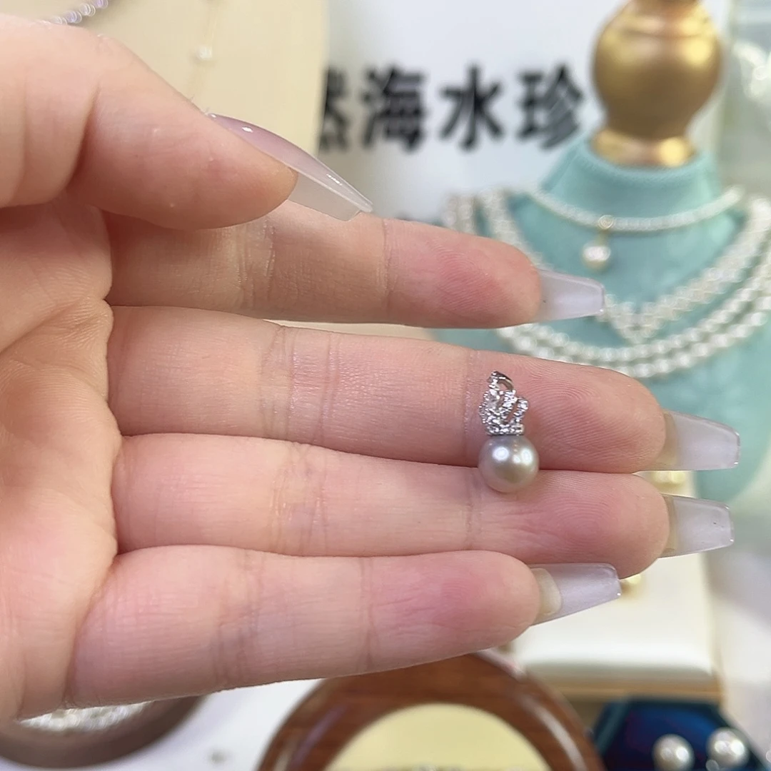 吊坠(不含链)银S925镶嵌海水珍珠