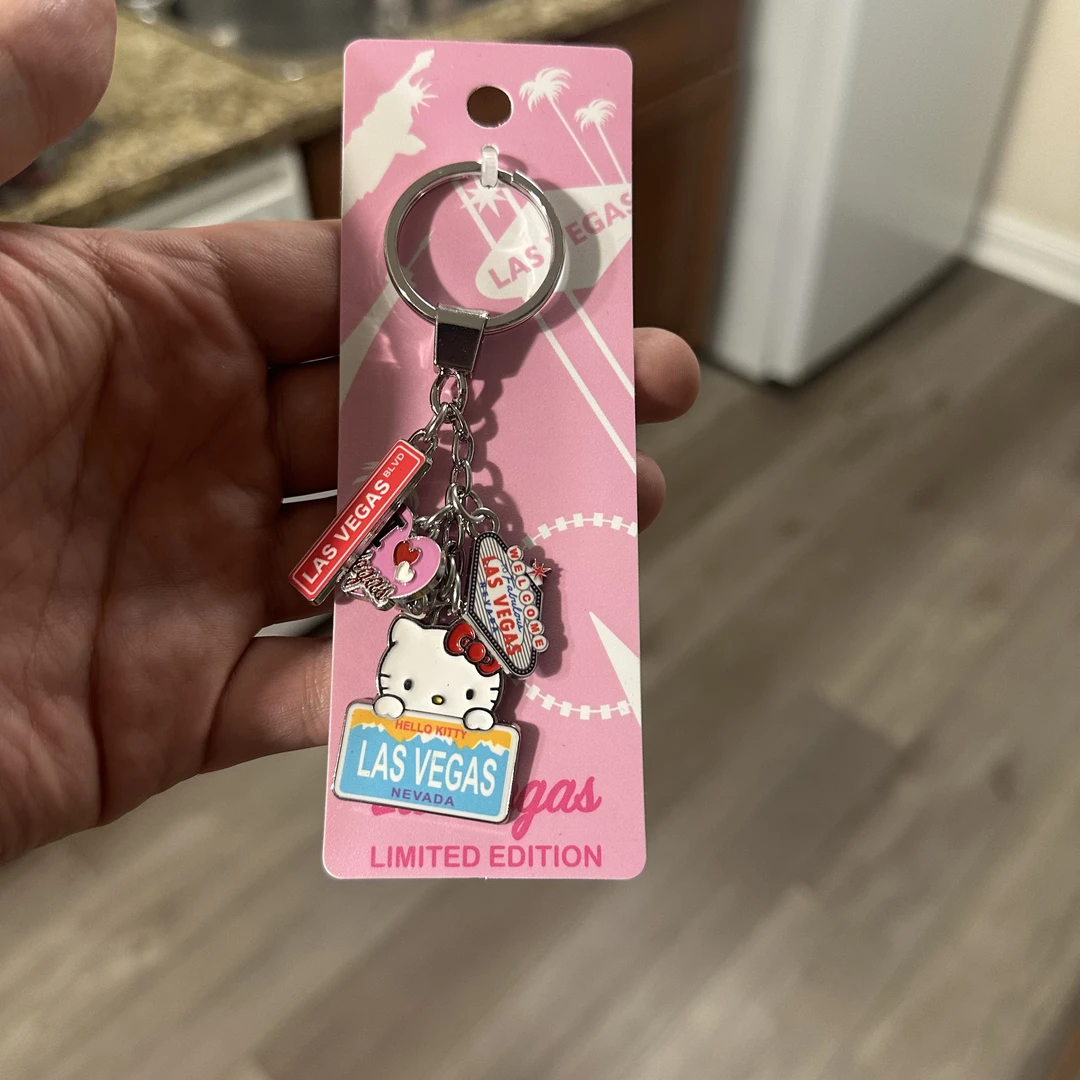 【拉斯维加斯限定】 Hello Kitty 蓝色举牌Kitty钥匙扣