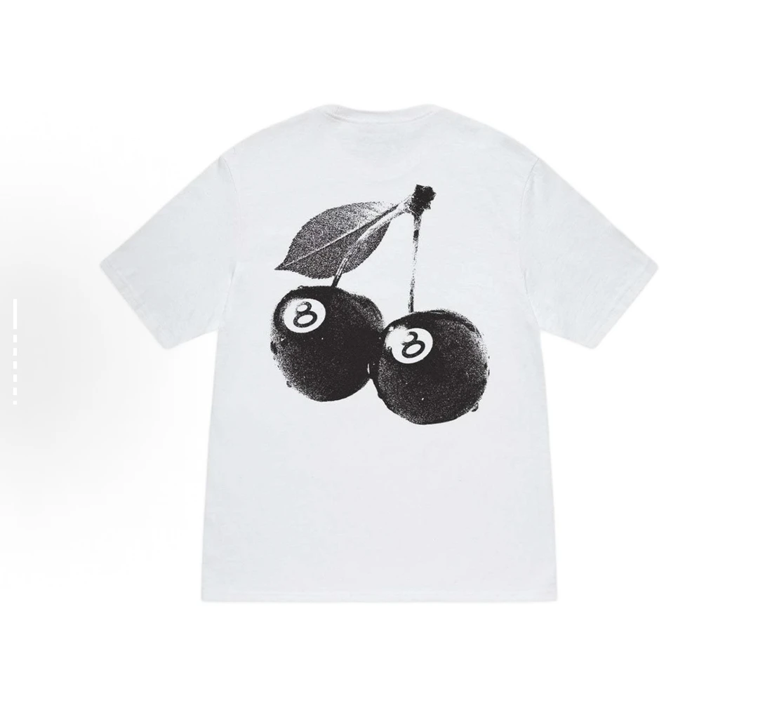 Stussy 樱桃印花图案T恤 白色