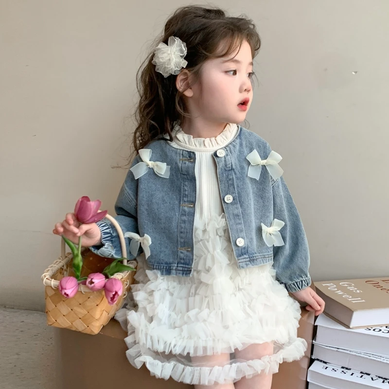 女童牛仔套装2025新款儿童春秋装韩版洋气女宝宝春季蛋糕裙两件套