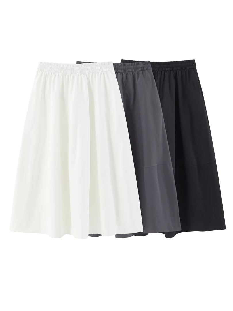 喜家外贸-夏季新款休闲百搭花苞裙纯色修身遮跨半身裙7823