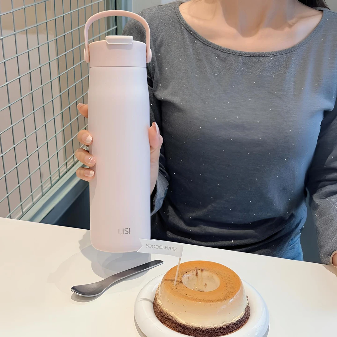 LISI利时保温杯新款大容量女生高颜值运动不锈钢吸管水杯户外