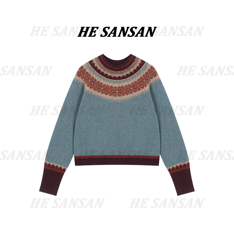 【SANSAN】百搭气质减龄套头长袖复古上衣DY-90129