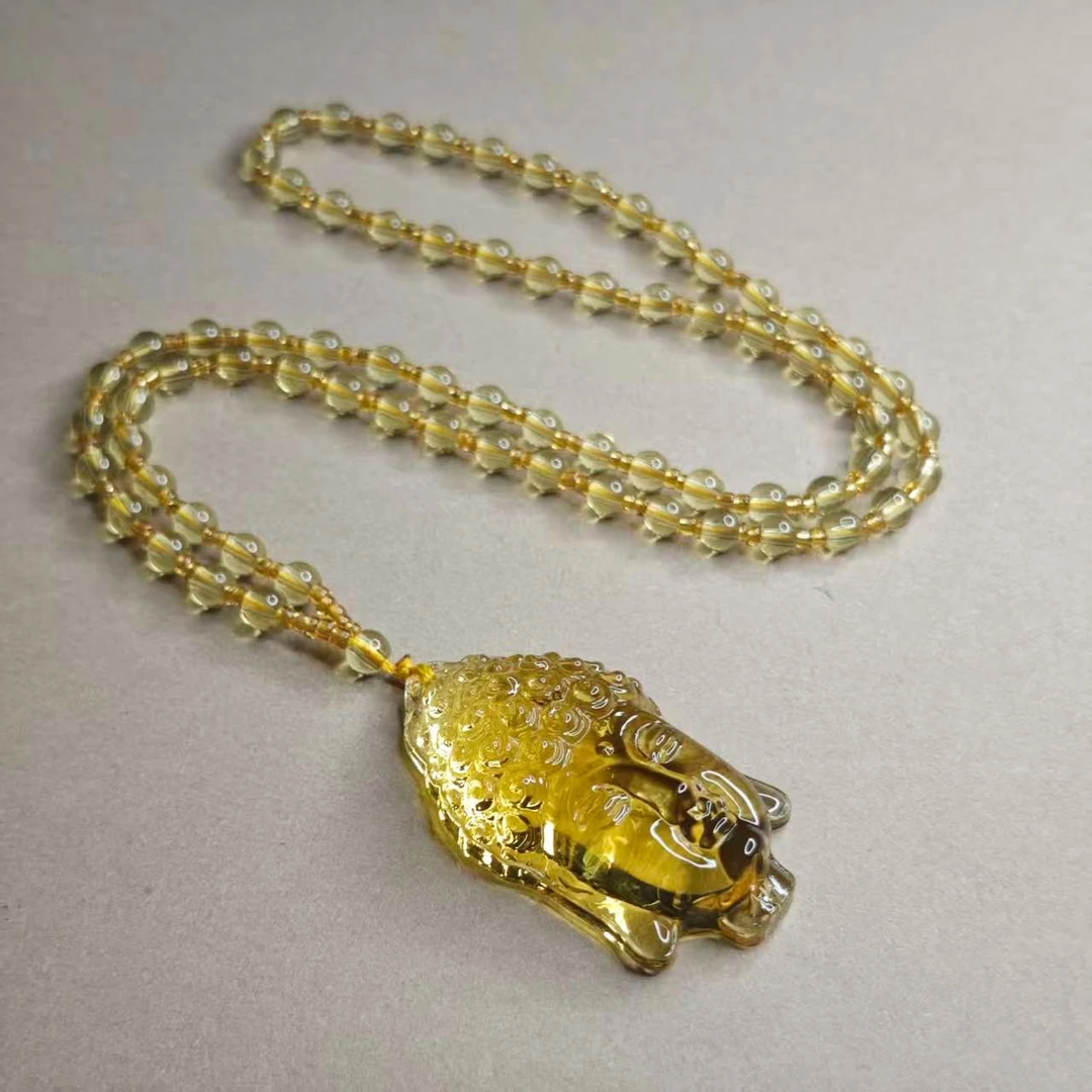 【福气来珠宝】XT019-佰花蜜黄隆今精美佛头吊坠-多样性只发一件