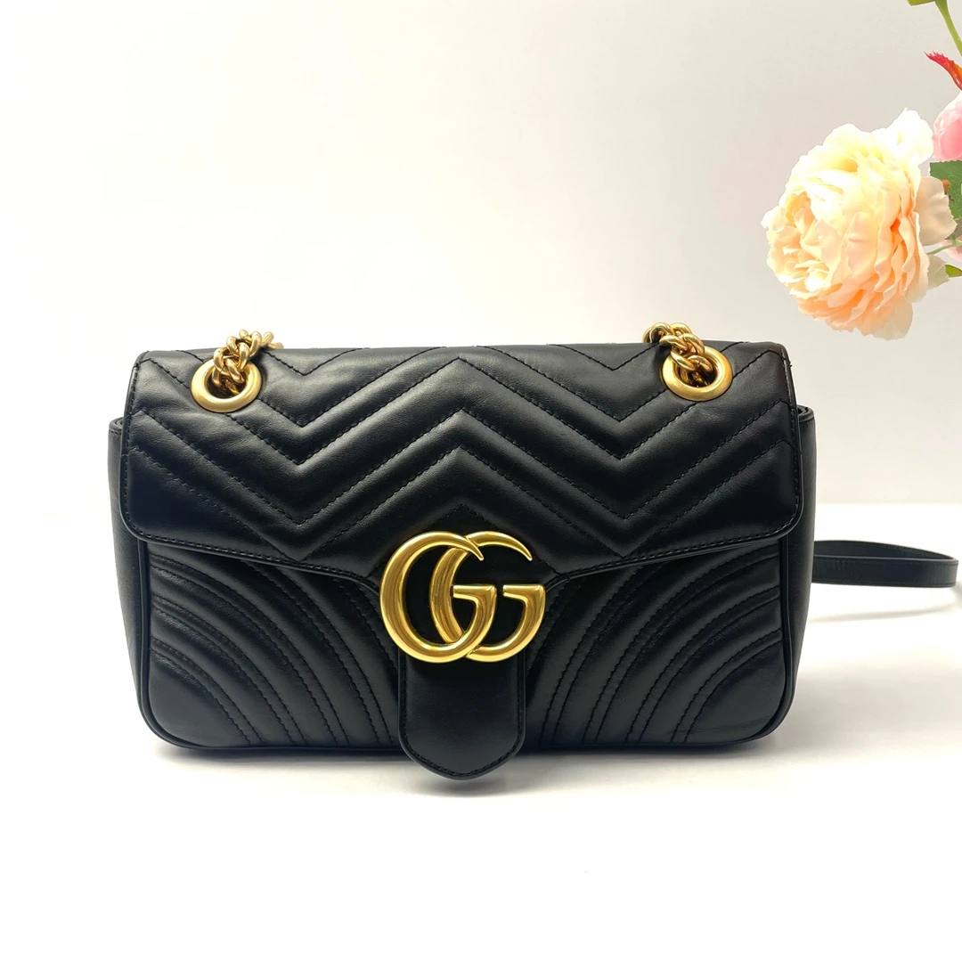 95新 GUCCI/古驰 98新 Marmont 马蒙26 链条包单肩斜挎包