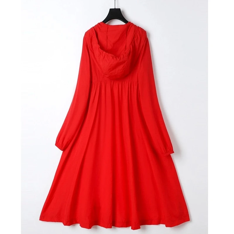 【法国啄木鸟服饰】长款加肥加大女士风衣连帽宽松百搭加长防晒衣