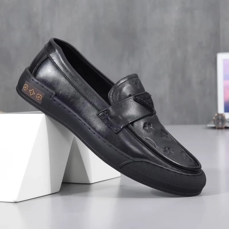 商务男鞋2025夏季豆豆乐福鞋青年新款时尚男士一脚蹬休闲驾车皮鞋