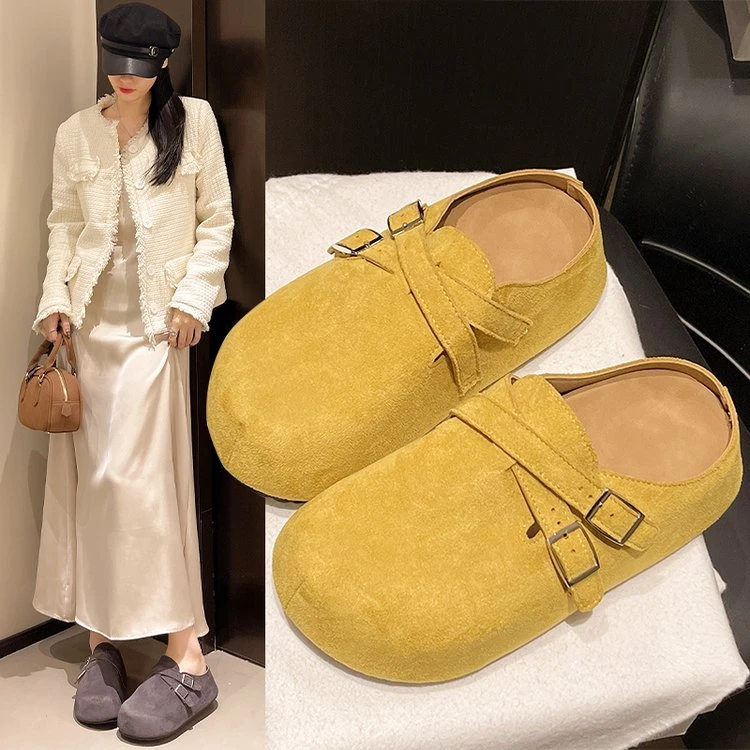 厚底勃肯鞋女2025春夏季新款百搭包头半拖鞋博肯懒人一脚蹬拖鞋女