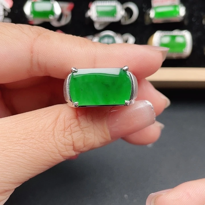 翡翠银S925镶嵌戒指男戒编号3997没运费险