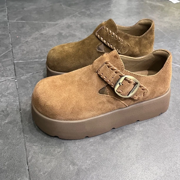 女圆头乐福鞋浅口秋季小皮鞋板鞋高帮鞋休闲鞋复古