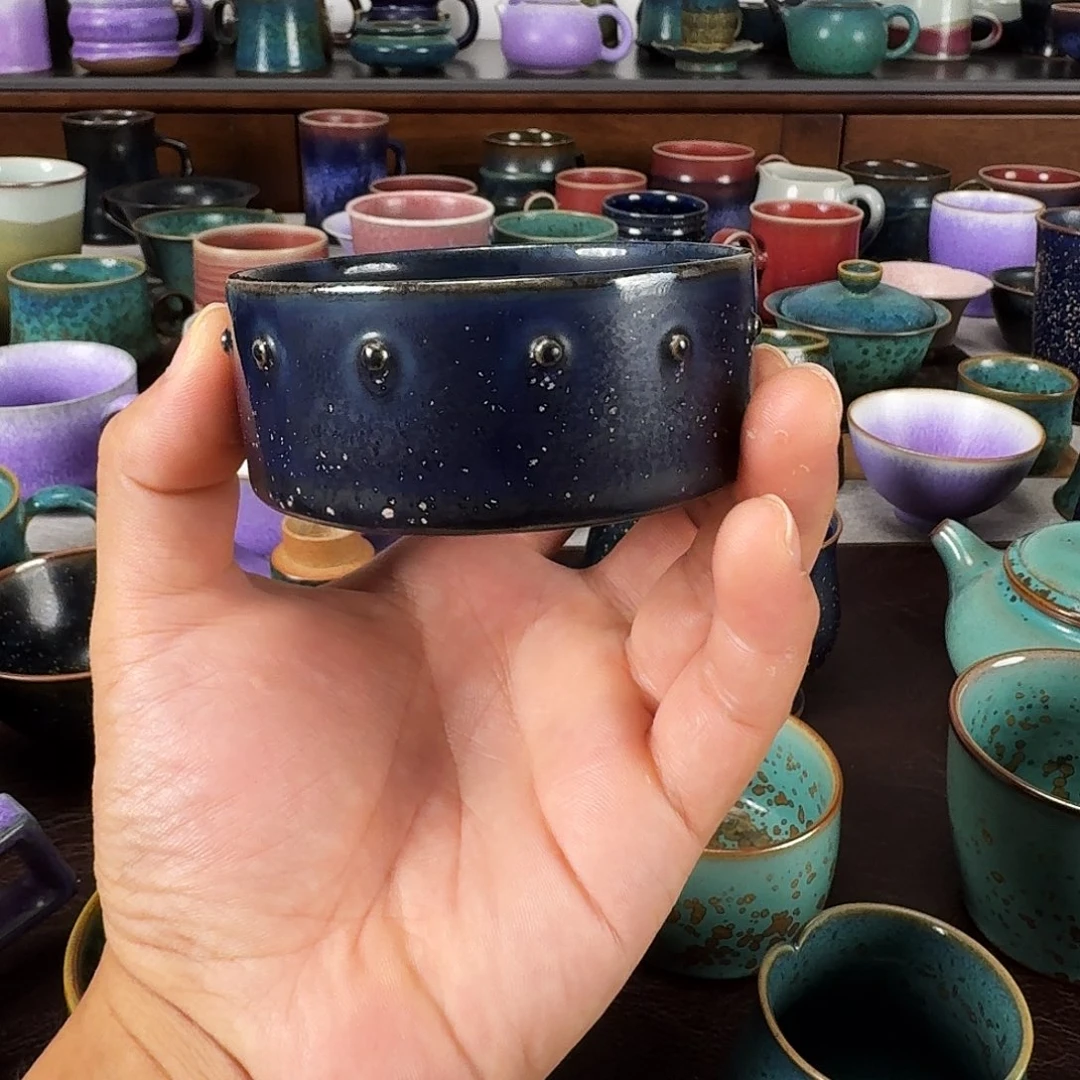 星空釉主人杯鼓钉杯