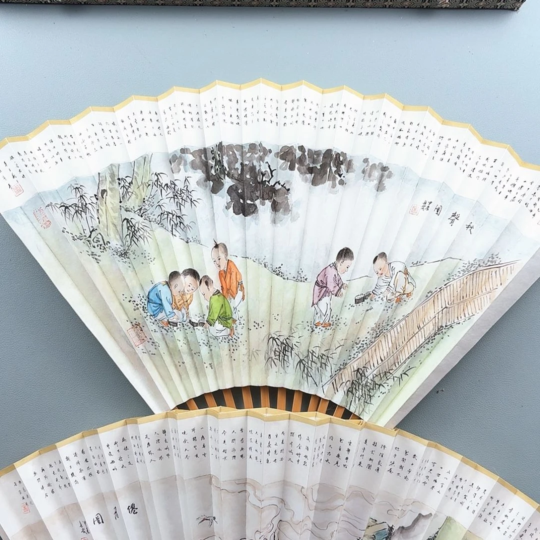 回***忆扇子95寸16方2.0排扣扇面
