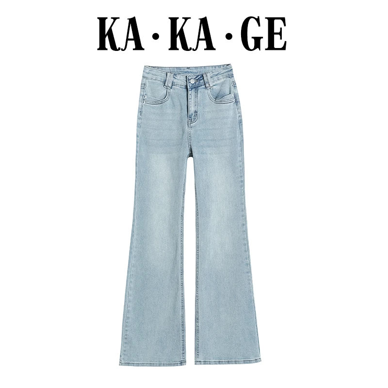 浅蓝色牛仔裤女2025年春季新款高腰小个子宽松百搭阔腿修身喇叭裤
